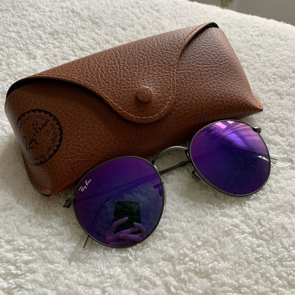 Raybans- Round Metal with Purple Lenses